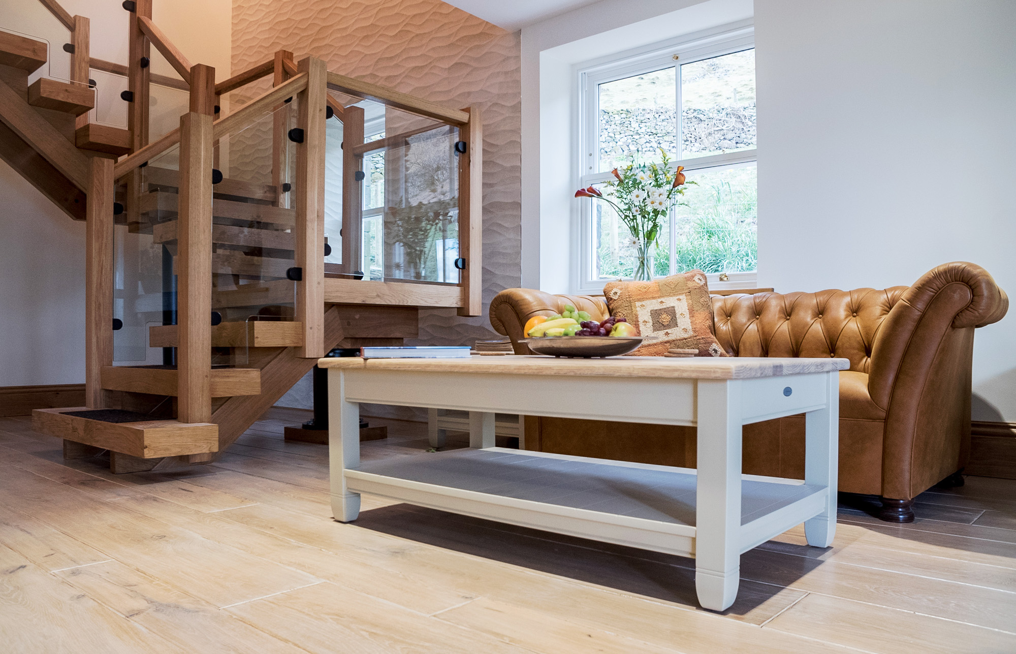 Hall and staircase at Waternook, Howtown. Overlooking Ullswater in the Lake District, UK. Copyright Ben Barden Photography Ltd. 2015