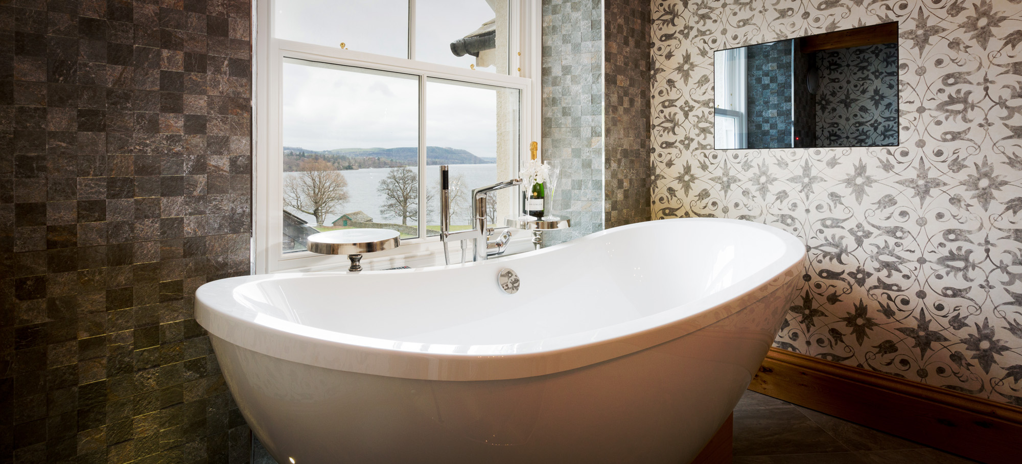 Bath at Waternook, Howtown. Overlooking Ullswater in the Lake District, UK. Copyright Ben Barden Photography Ltd. 2015