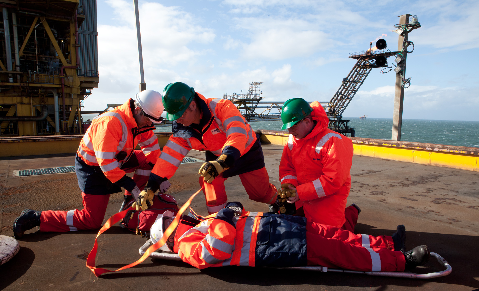 Medical simulation, gas rig, irish sea